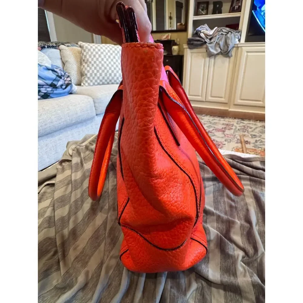 Kate Spade New York Orange Large Purse Bag Leather Magnetic Closure Pockets